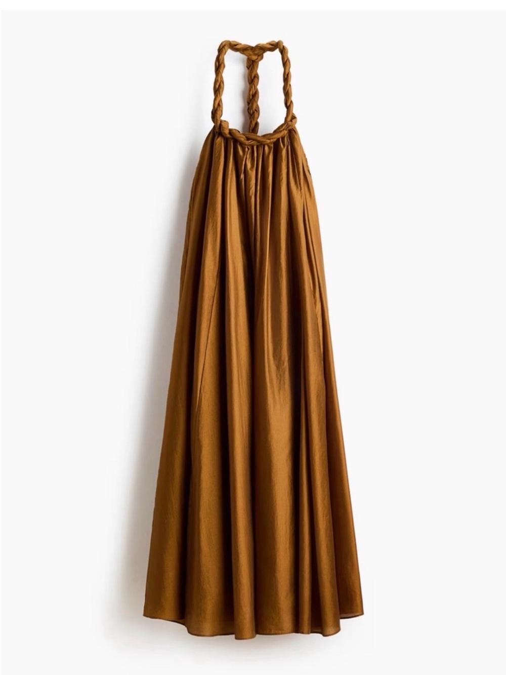 H&M Summer26’ exclusive Braided Halter Maxi Dress Bronzed Mustard Brown SOLD OUT